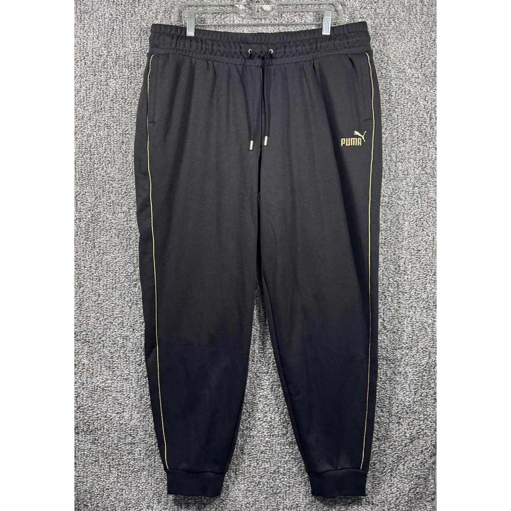 Puma Sweatpants Black Gold ESS+ Minimal Gold Joggers Mens Size XL